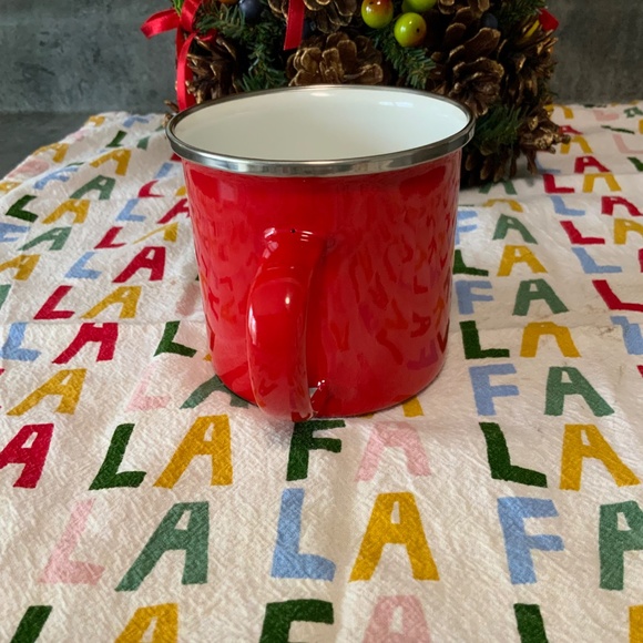 Red Enamel Christmas/Winter Mug, Let It Snow, New - Picture 2 of 5